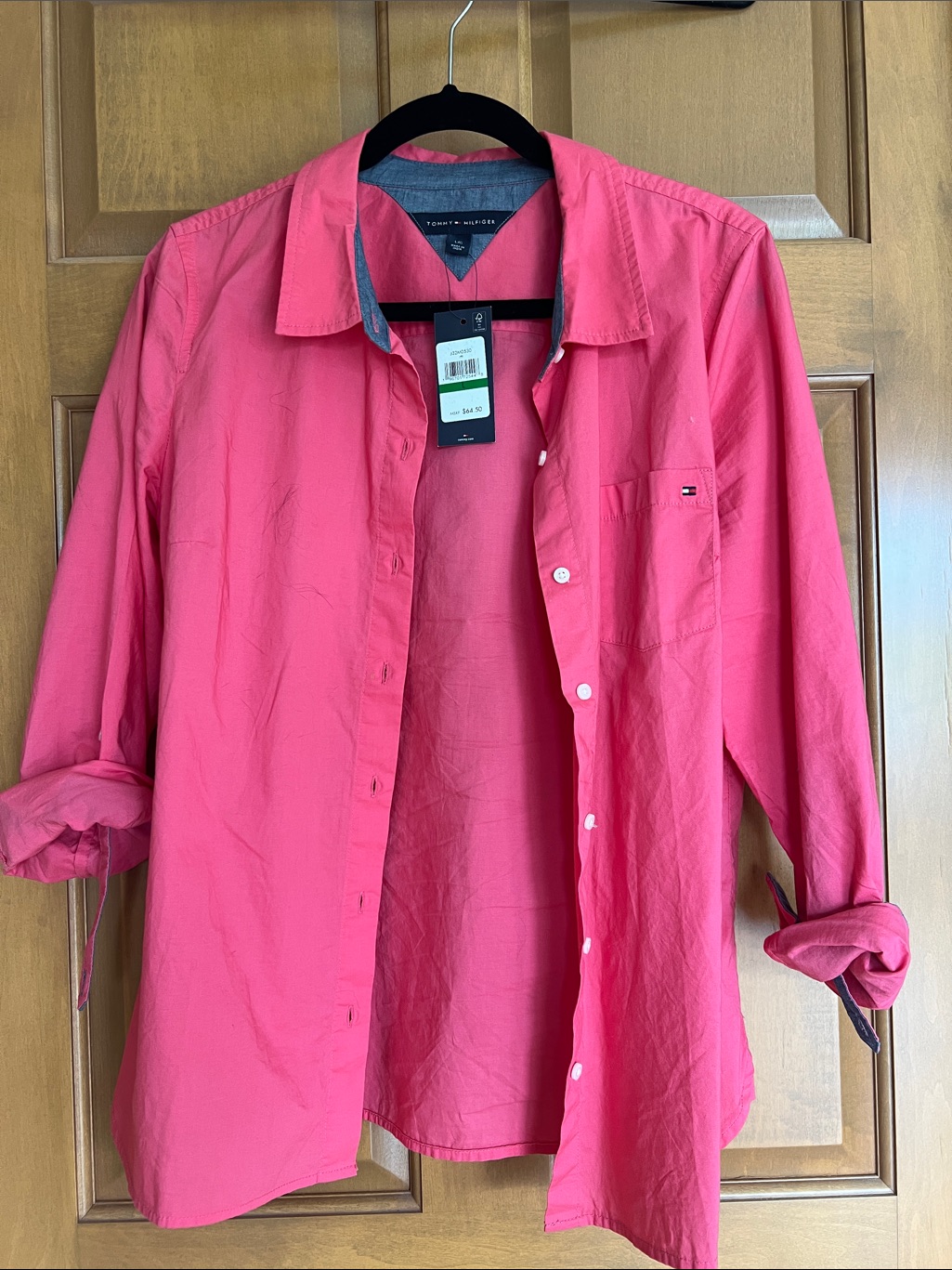 Tommy Hilfiger Bright Coral-Red Button Shirt